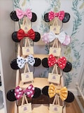 Polka Dot Classic Disney Minnie and Mickey Inspired Mouse Style Ears Headband Sparkly Sequin White Red Pink Yellow Black