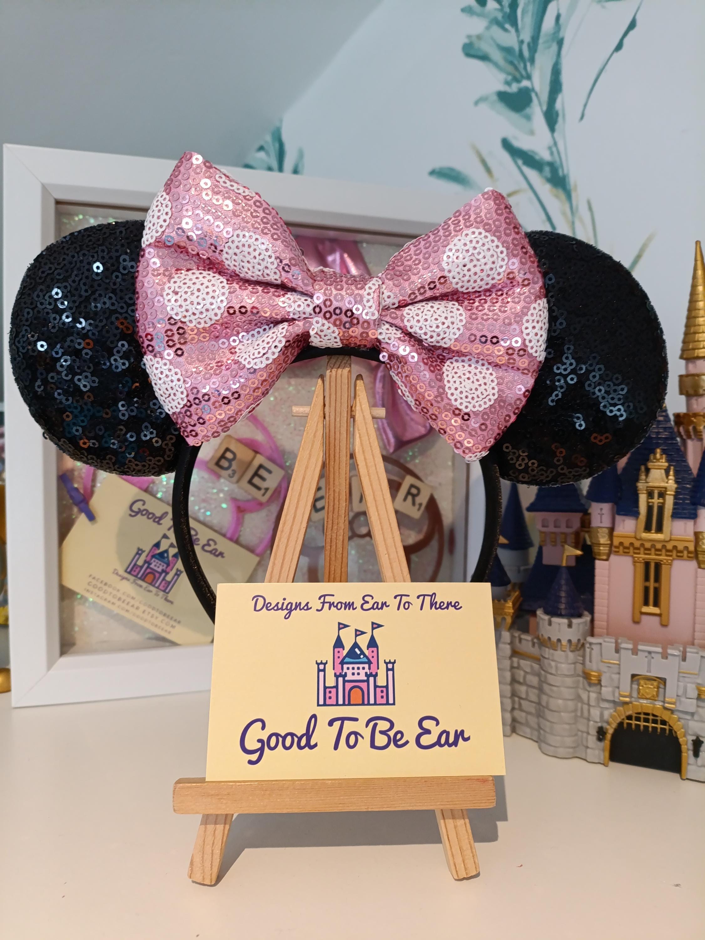 Disney Minnie Mouse Sequin Polka Dot Ears Headband Pink Bow Retired Collectible Disney- Rock Mickey Mouse Polka Dot Minnie Ears Pink Purple  main image 2