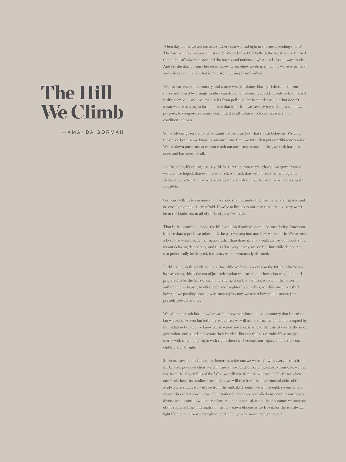 The Hill We Climb by Amanda Gorman The Hill We Climb by Amanda Gorman