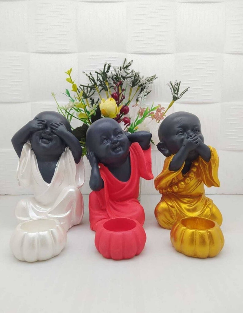 I did not see I did not hear I do not know 3 Trinket 3 Candle Trinket 15 Cm Length Width 9 Cm Candle Holders Included as a Gift