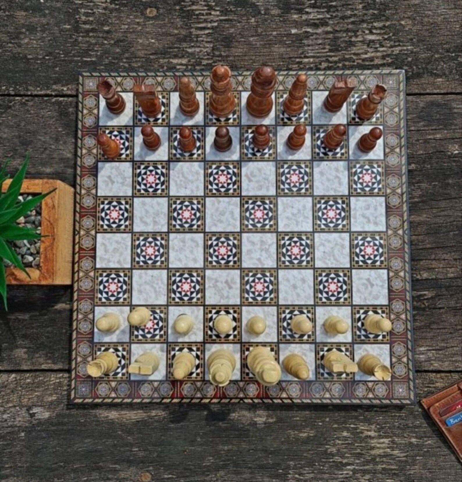 The Wooden Mother of Pearl Chess Set With Board Mother of Etsy