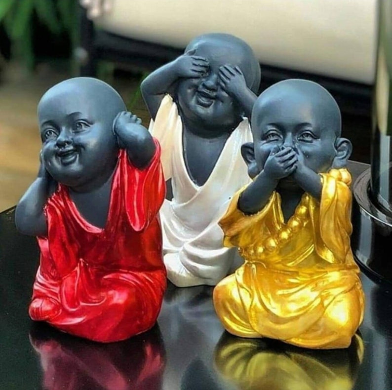 I did not see I did not hear I do not know 3 Trinket 3 Candle Trinket 15 Cm Length Width 9 Cm Candle Holders Included as a Gift