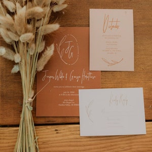 Wedding Invitation Package // Rusty Pinks // Wheat and Neutrals