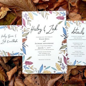 Wedding Invitation Package // Bohemian Colors // Framed in Leaves // Fall // Digital Download