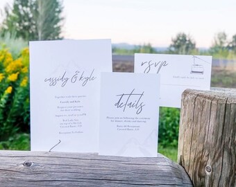 Paquete de invitación de boda // Azul pizarra // En las montañas