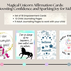 Tarjetas de afirmación de unicornio mágico: aumentar la confianza y generar alegría para los niños, páginas de diario de unicornio, tarjetas de empoderamiento con tema de unicornio