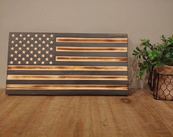 Rustic Wood American Flag, Hand Carved, Repurposed Pine Decor