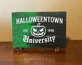 Halloweentown University Sign | Rustic Halloween Desk Decor