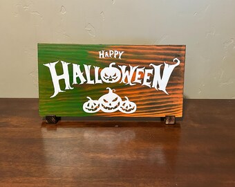 Rustic Halloween Wood Sign | Spooky Tiered Tray Decor