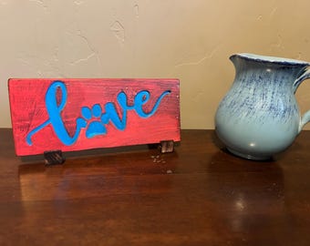 Handmade Paw Love Wood Sign, Pet Shelf Decor