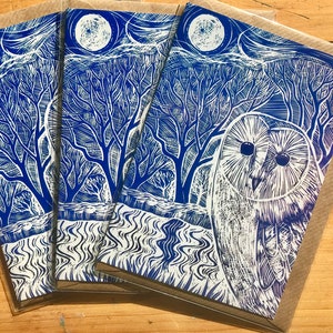 Carte de voeux hibou - lot de trois