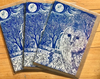 Owl greeting card - pack of three