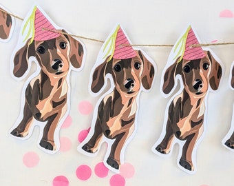 Sausage dog party bunting/ banner/ puppy