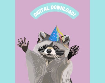 Digital raccoon image/ print/ wall art