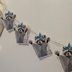 Party raccoon card bunting/ decor/ funny