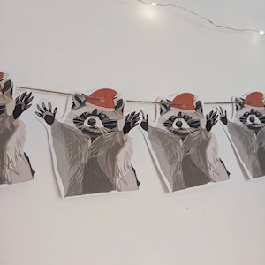 Bruant de carte de raton laveur de Noël/ décor/ drôle/