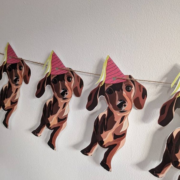 Sausage dog party bunting/ banner/ puppy