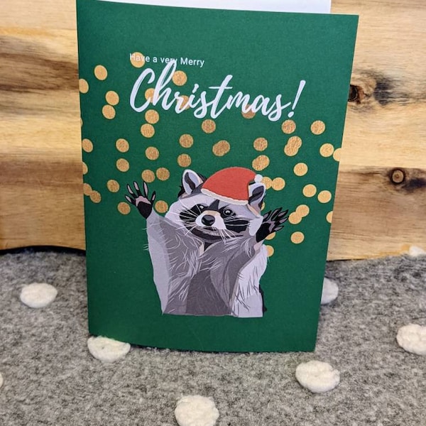 Christmas racoon Card