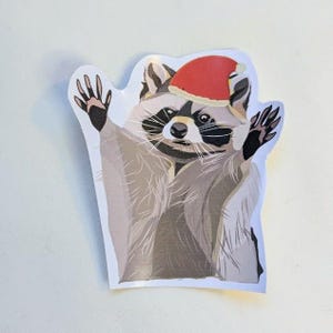Sticker raton laveur de Noël - Brillant