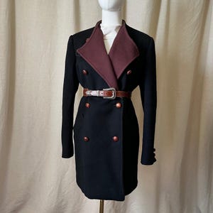 Vintage Bill Haire for Friedricks Sport Wool Coat Black Brown Double Breasted M