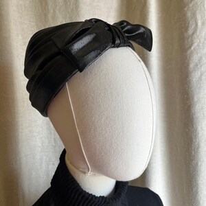 Oleg Cassini Black Sculptural Satin Turban Hat Bow Cocktail Hat Vintage Oleg Cassini Hat - Etsy UK main image 2