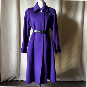 Vintage Forstmann Purple Wool Coat Womens M L Swing Long USA 43" Length