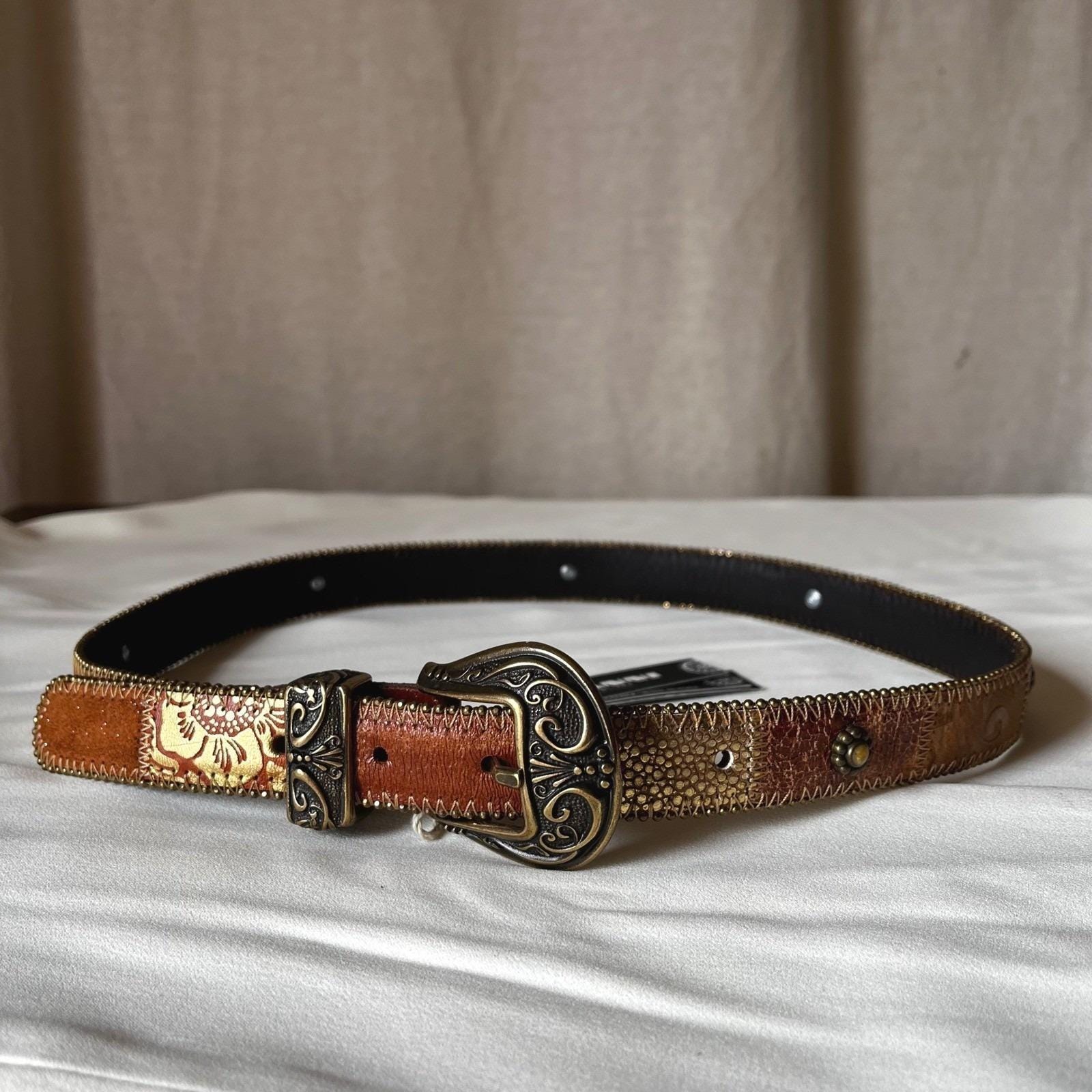 Vintage Nanni Milano Patchwork Leather Belt Size 75/30 NWT  display picture 3