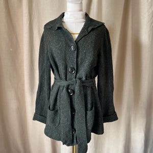 Manteau En Laine Noire Talbot's - Taille 8P (poitrine 38, Manches 24, Longueur 36) - Occasion Très Bon état