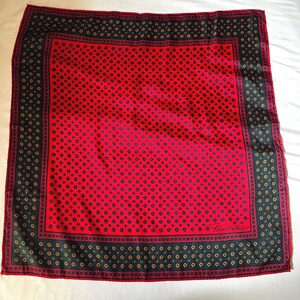 Pendleton Silk Scarf Red Green Geometric Square Scarf 23x23 image 2
