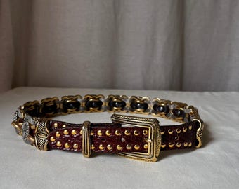 Nanni Harrods Studded Leather Chain Belt Size 75/30 Italy Vintage 90s Y2K