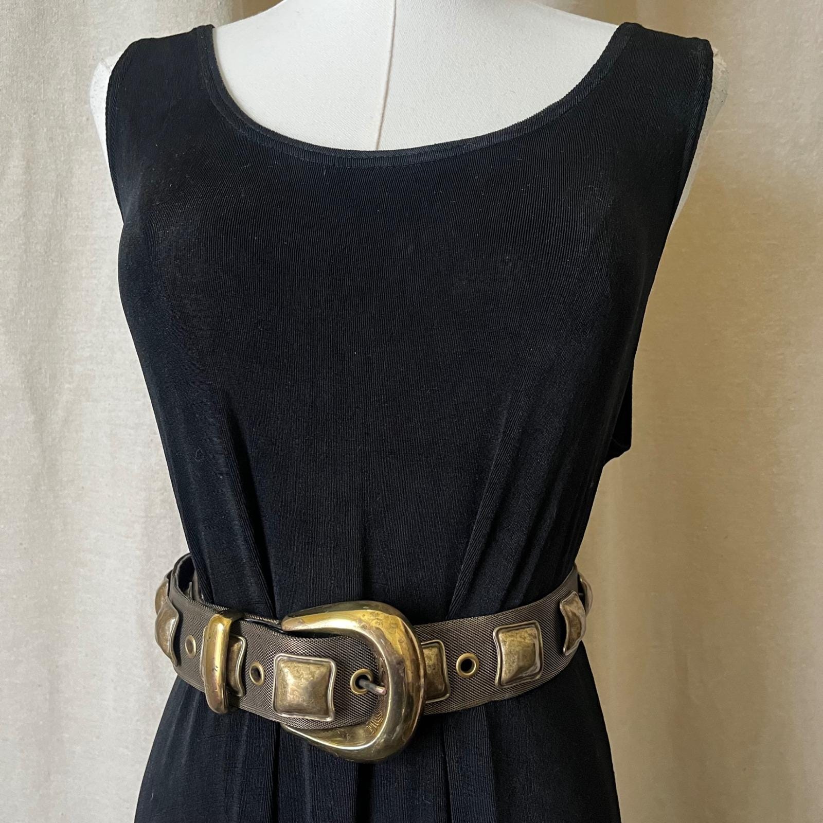 Nanni Milano 80/32 Studded Mesh Leather Belt Italy Brass  display picture 2