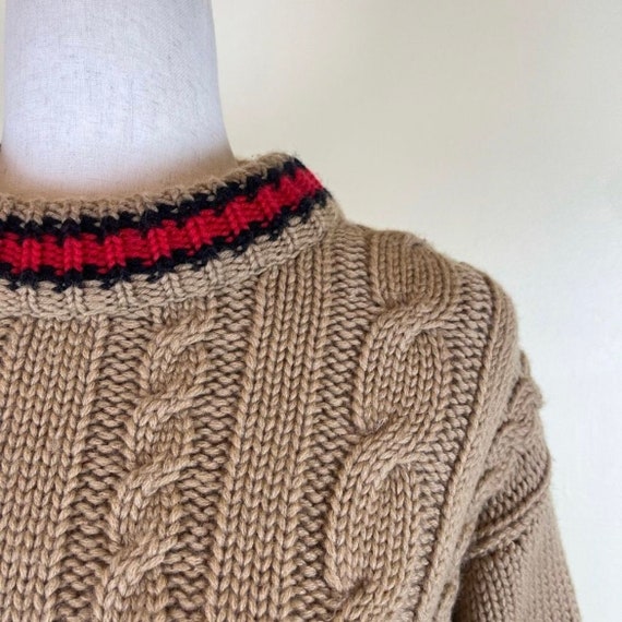 Vintage Atkinson Cable Knit Sweater Crew Neck Tan… - image 5