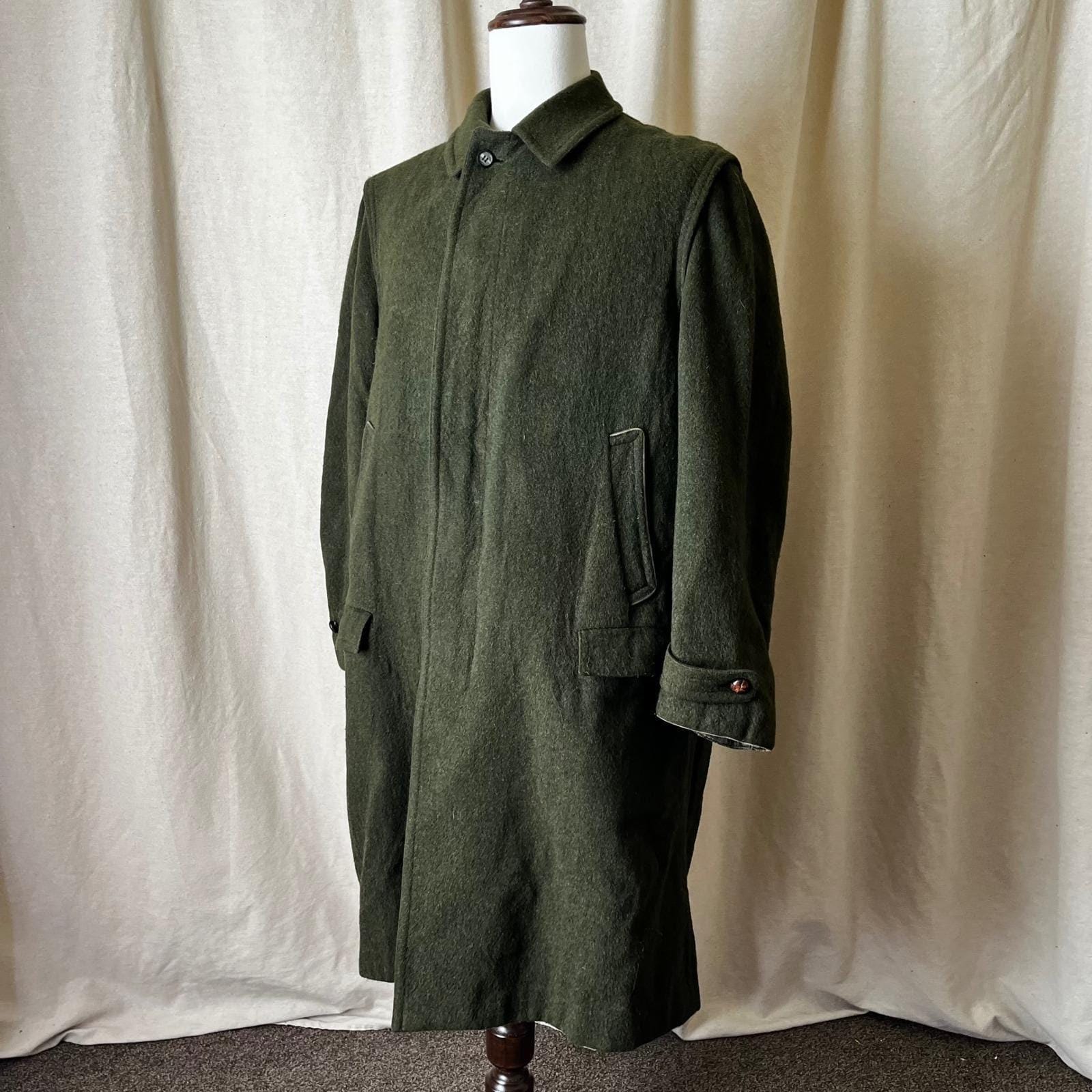 Vintage Lodenfrey Munich Loden Wool Coat Green Austrian Hunting
