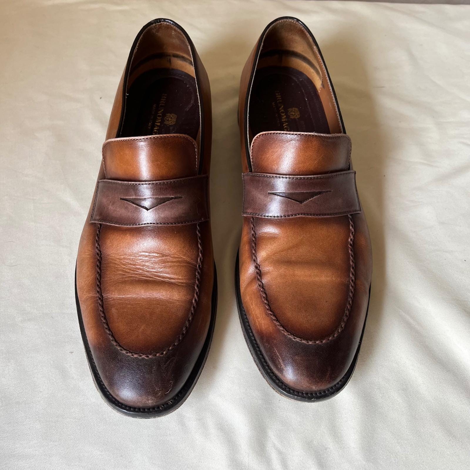Bruno Magli Loafers Brown Burnished Leather Italy Mens 10.5 M Classic Amazon.com | Bruno Magli Nathan Rust Calf EU 42 (US Men main image 2