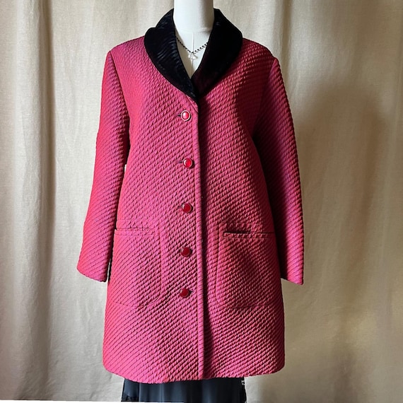 Givenchy, Vintage Givenchy Boutiques Fuchsia Quilted Velvet Collar Coat Sz 38 Japan