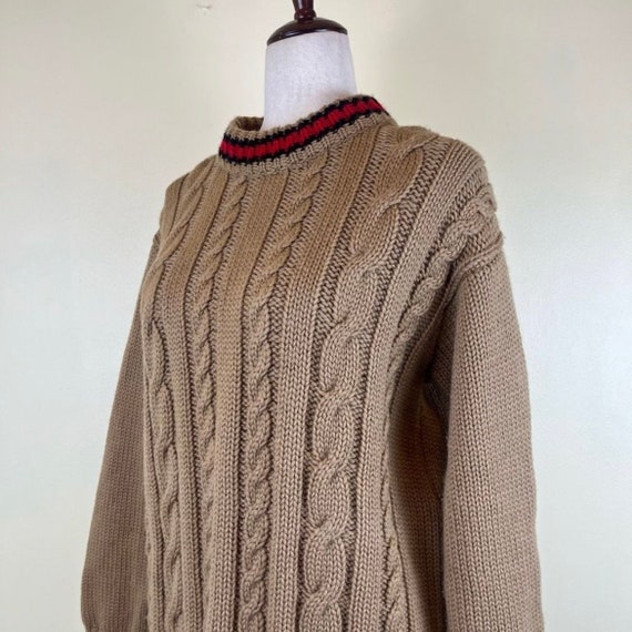 Vintage Atkinson Cable Knit Sweater Crew Neck Tan… - image 3