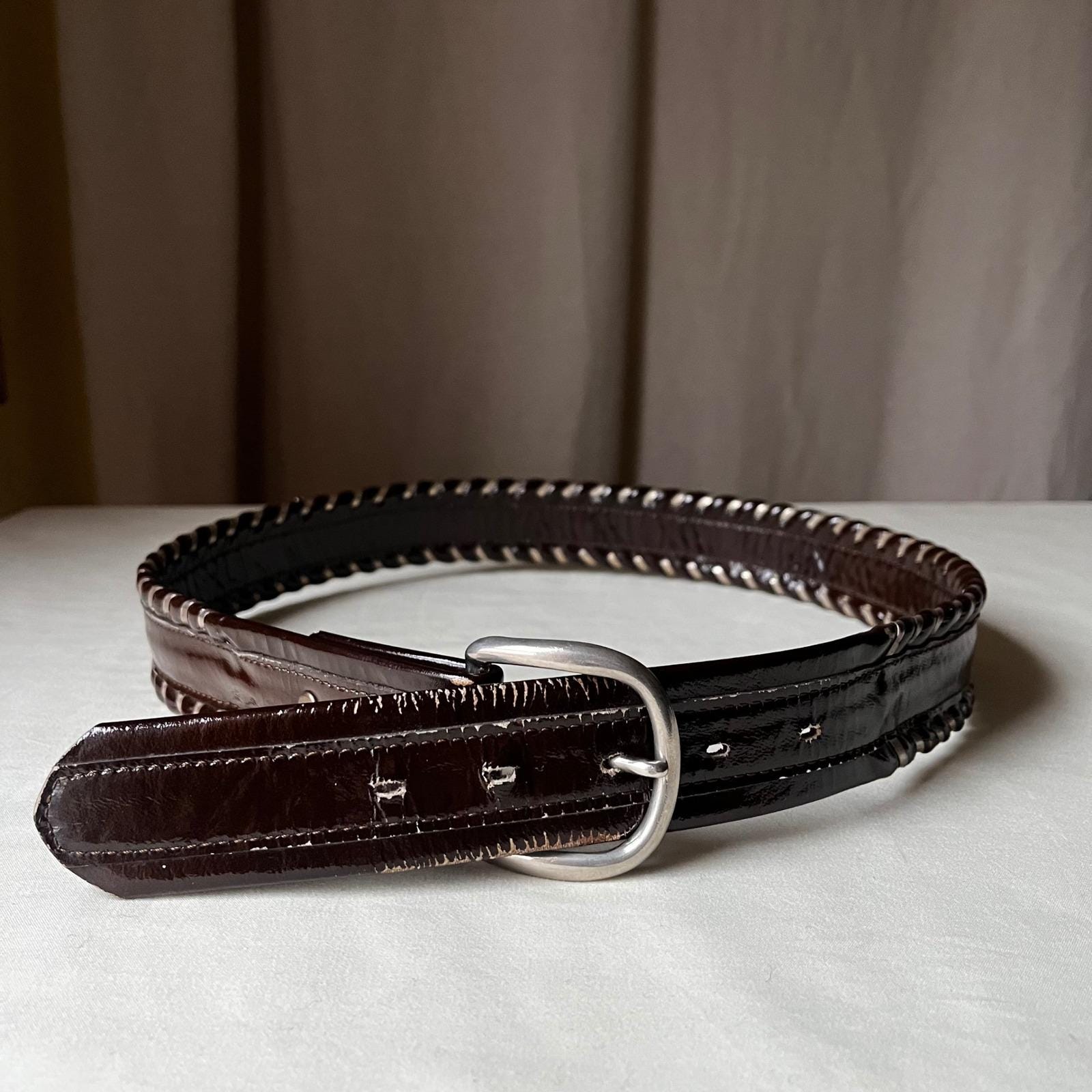 Jean Louis Fernandez Whip Stitch Blue Leather Belt - France Whipstitch Belt - Etsy main image 3