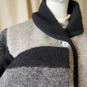Vintage Norwegian Handwoven Wool Jacket Gray Black Moose Pattern Nordic Coat L image 11