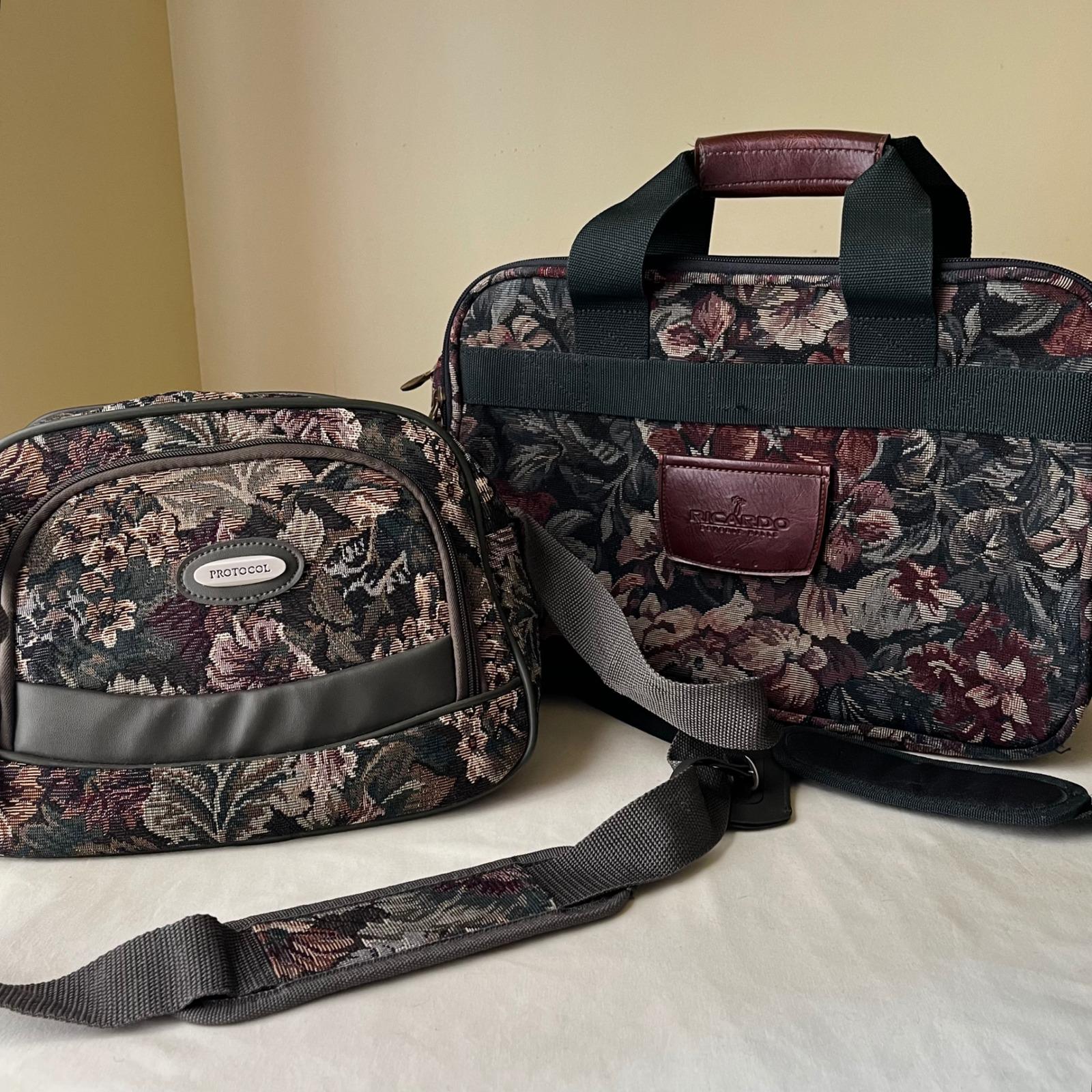 Sac De Nuit Bandoulière Ricardo Beverly Hills Tapisserie Palmier - Vintage 16" Multicolore