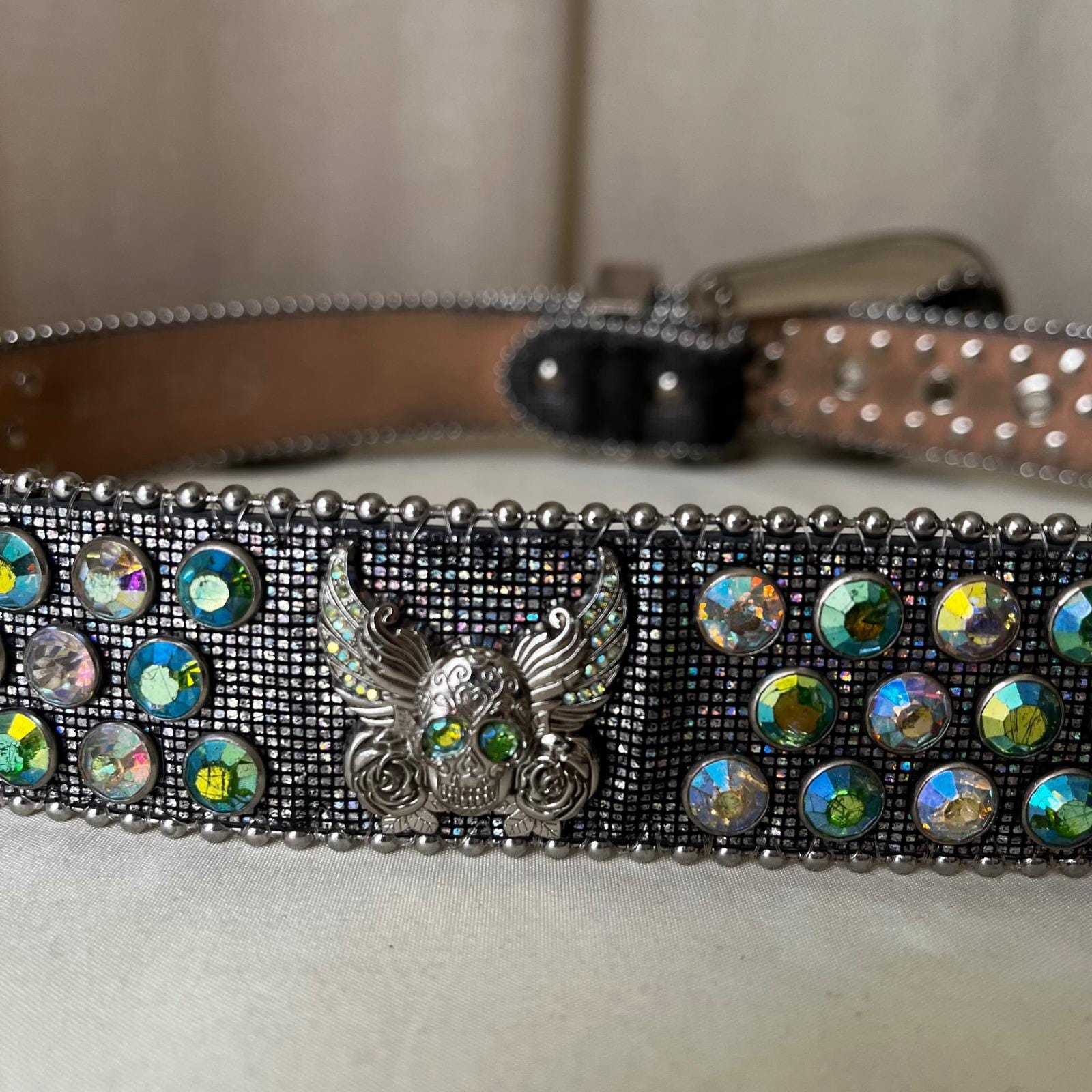 Majestik Rhinestone Skull Belt Y2K Crystal Studded Heavy  display picture 1