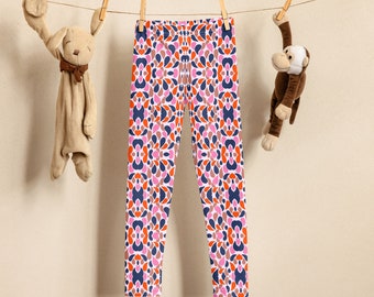 Kid's Leggings Blue and Red Abstract Drops