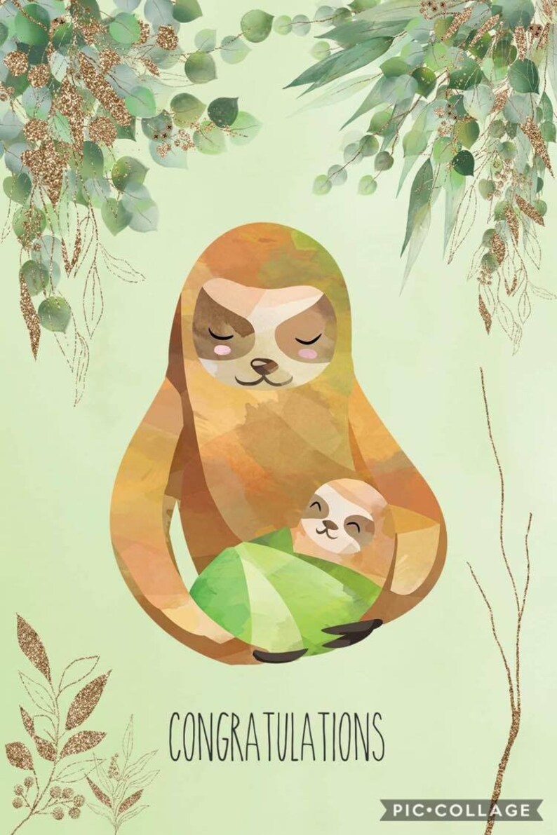 Congratulations on A New Baby Card Baby Sloth Baby Shower - Etsy