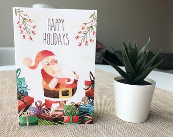 Happy Holidays Santa Christmas Card, Merry Christmas, Santa, Gifts, Christmas Gifts, Santa Claus, Holiday Season, Greeting Card, Wishes