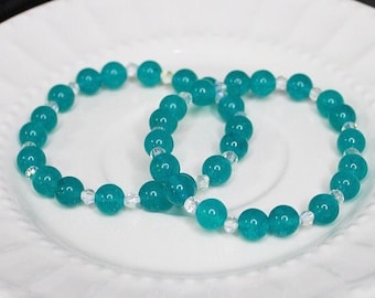 Teal chalcedony crystal bracelet