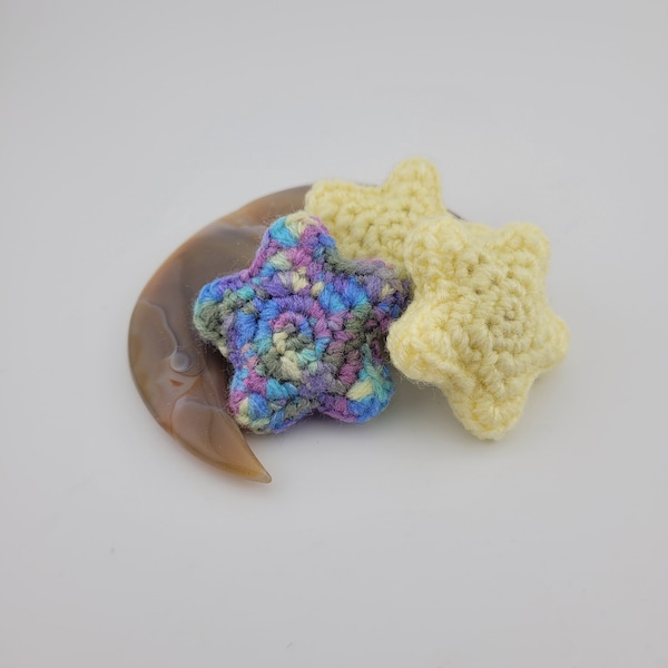 Star Cat Toys. Catnip Infused Kitten Toy, Crocheted, Handmade, Space theme, Birthday Gift, Fetch Toy, Yellow, Multicolor Star.