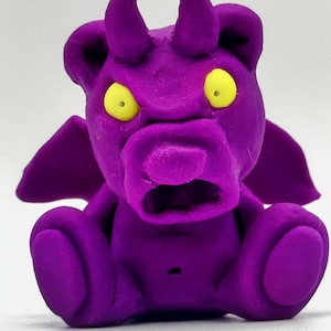 Handmade Creepy Cute Purple Dragon Polymer Clay Figurine