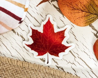 Fall leaf sticker red