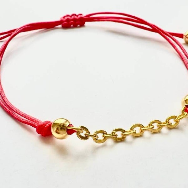 Red String Bracelet, Handmade Gold Plated Bracelet, Kabballah, Adjustable Bracelet, Protection, Lucky, Cord Bracelet, Shamballa Bracelet