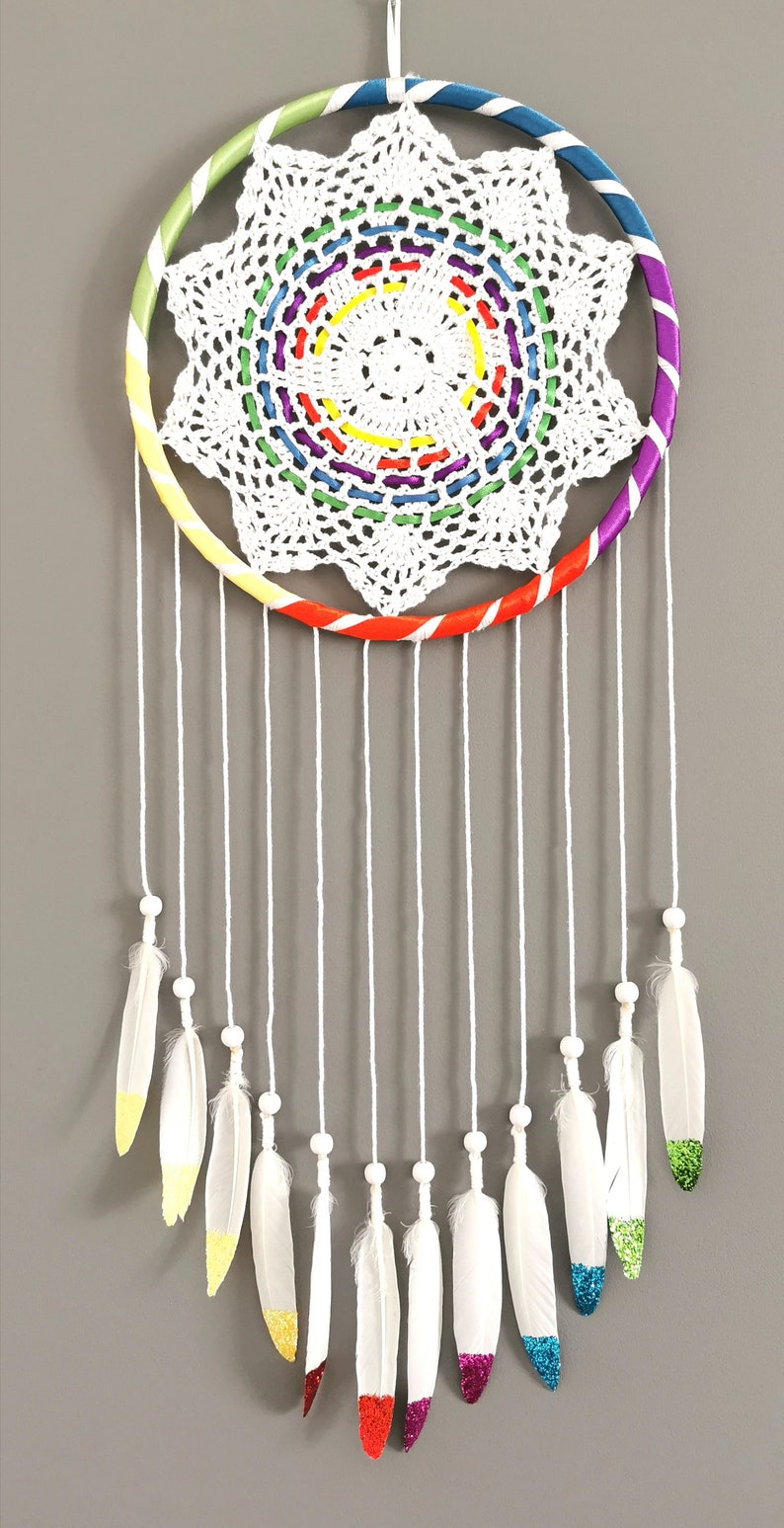 Big Dream Catcher Rainbow Dream Catcher Wall Rainbow Décor Etsy
