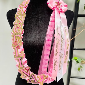 Pinked Out Ballerina Lei w Gold & Glitters Accented Letters